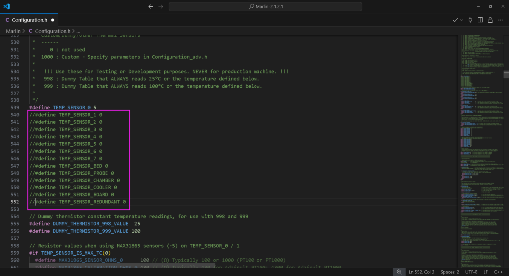 Disabled features marlin firmware.