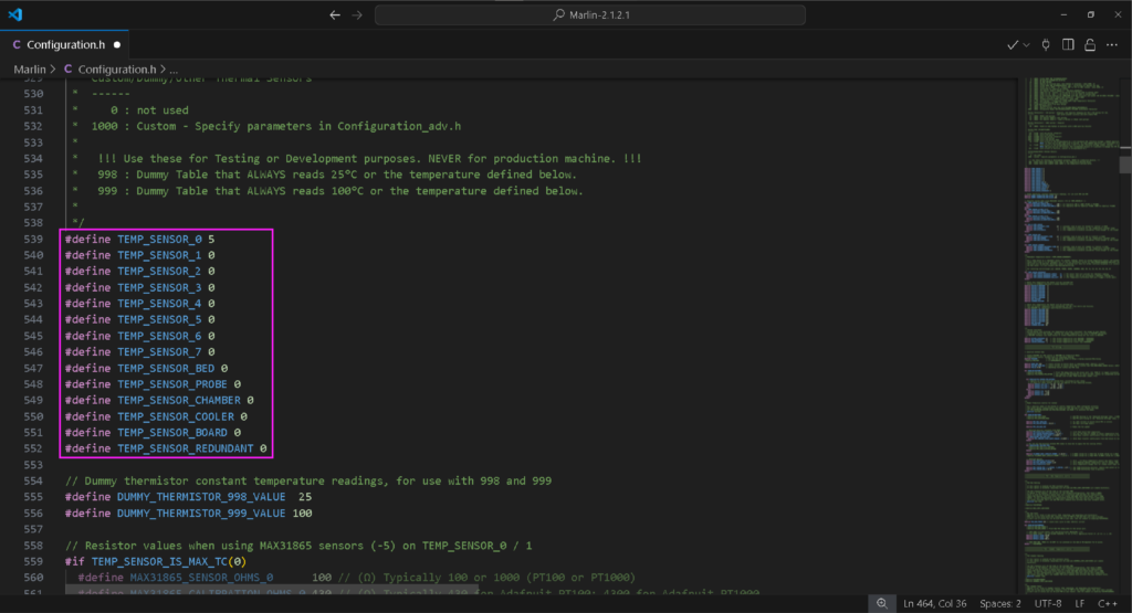 Enabled parameters Marlin firmware