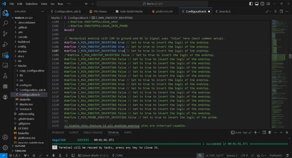 Marlin end-stop logic inverting 