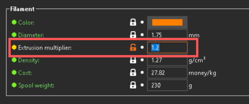 Extrusion multiplier setting prusa slicer.