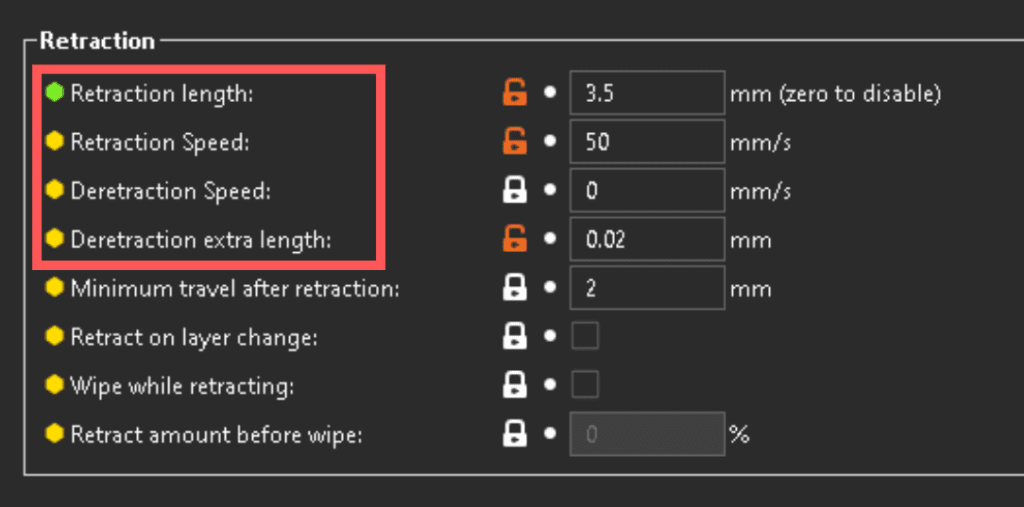 Retraction length setting Prusa slicer