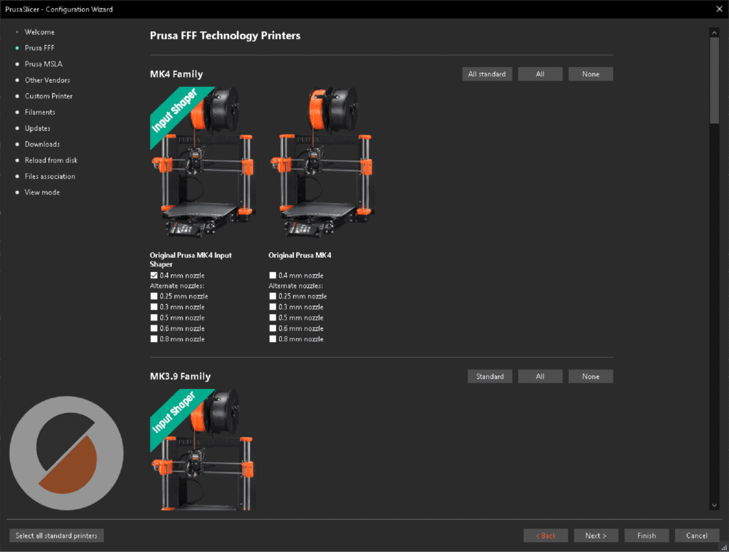 PrusaSlicer printer config wizard